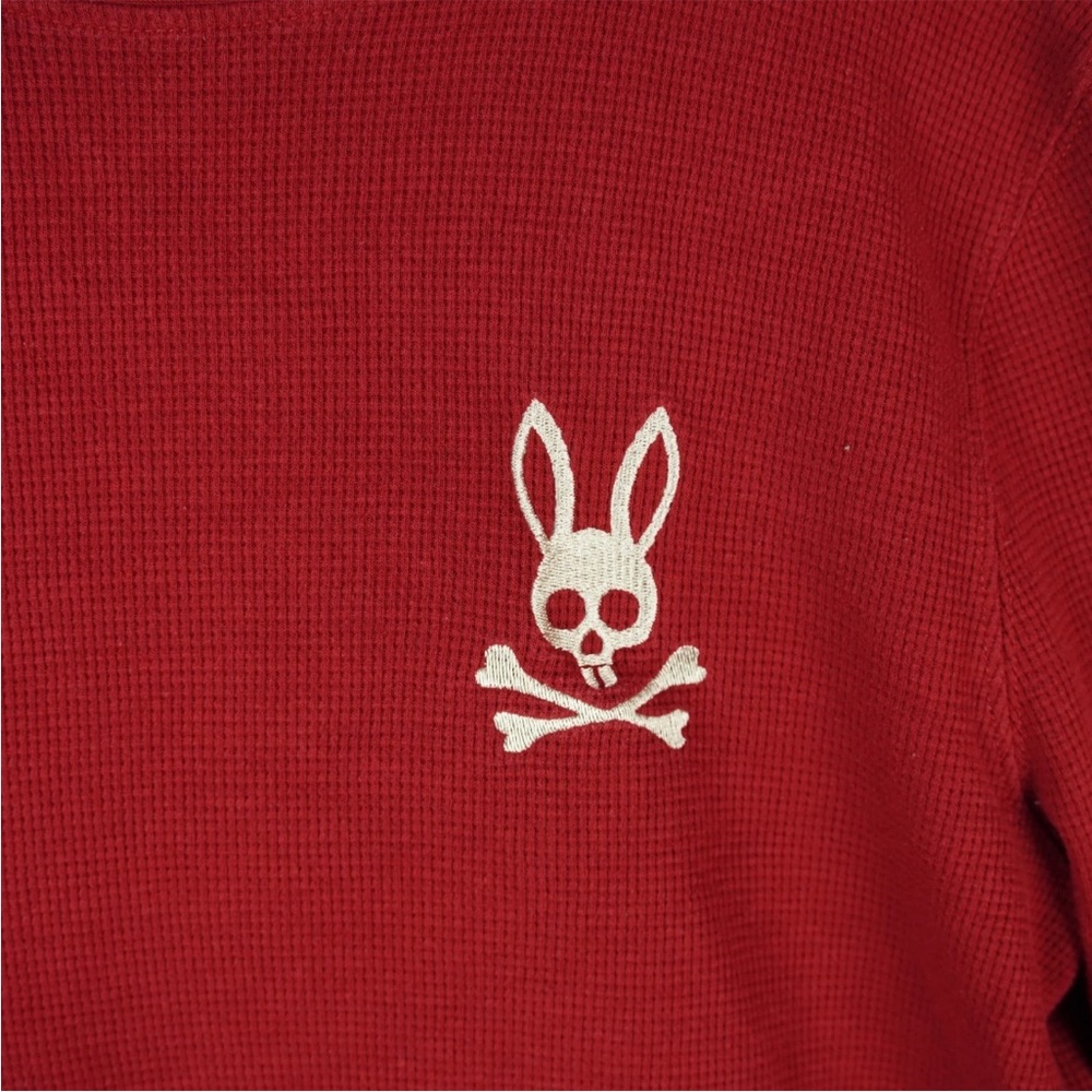 Psycho Bunny Shirt Men Large Red Long Sleeve Crew Neck Sweater EUC - Picture 4 of 9